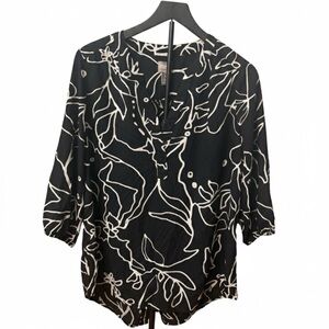 Chico's Black and White Floral Blouse